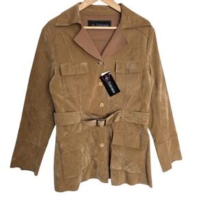 FLAWED* Y2K Urban Behavior Tan Faux Suede Belted Short Jacket UB Outerwear Large